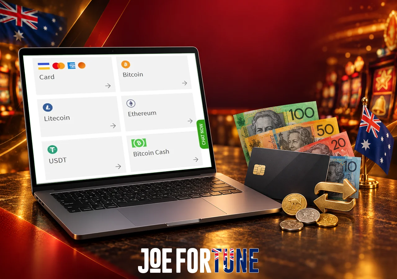 Review Joe Fortune payment options, transaction limits, fees and payout processing times.
